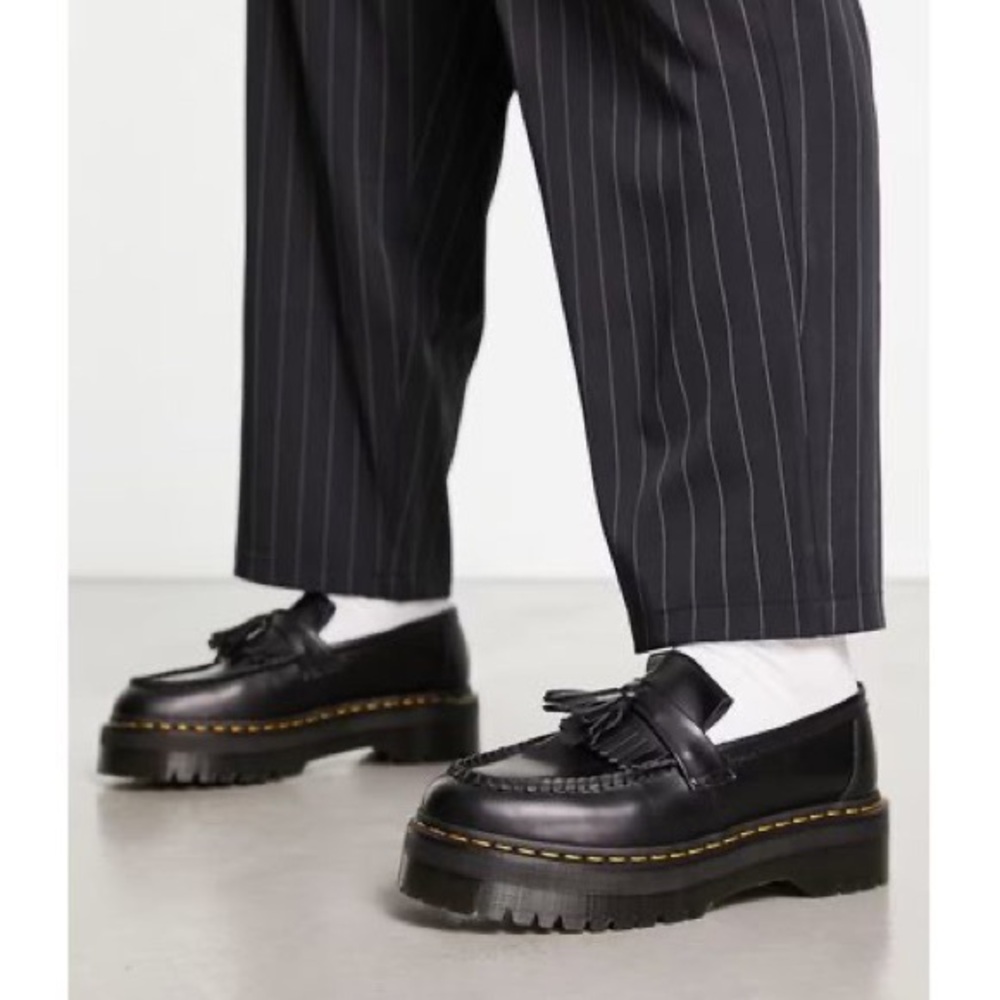 NWT Dr. Martens Adrian Quad Platform Loafers Size 9 Black Leather